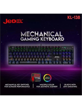 jedel KL-138 Blue Switch Mekanik RGB Efekli Işıklı Oyuncu Klavye Q TR