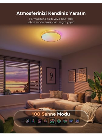 Govee RGBICWW + RGBICWW Yuvarlak Akıllı 18 İnç Tavan Armatürü  R1250C01