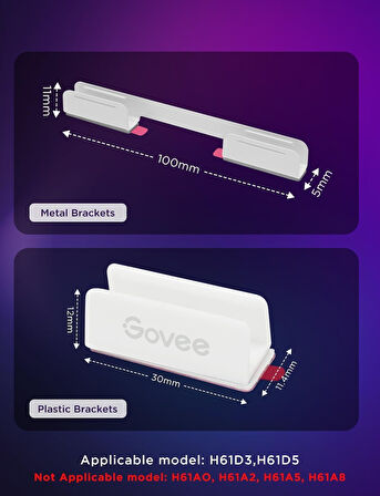 Govee Neon LED Şerit 2.Nesil Yedek Parça-15 Adet Klips + 5 Adet Bükülebilir Klips A10D3001