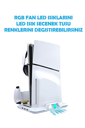 İpega P5S020W PS5 Slim Disk/PS5 Slim Dijital Uyumlu RGB Soğutucu Fanlı Stand