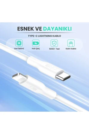 GAR154 PD20W Şarj Aleti ve Lightning Kablo Seti - Apple iPhone Uyumlu Hızlı Şarj-1 Metre-Beyaz