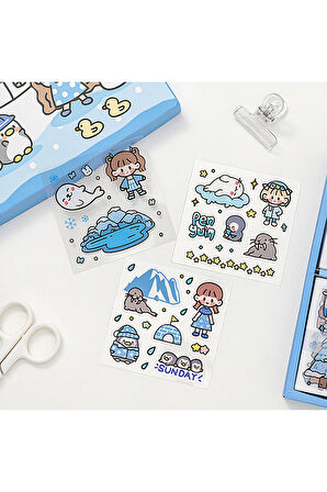 Polar World Temalı 100 Yaprak 4 Bölmeli Sticker Seti • Bullet Journal (GGK-DZ076)
