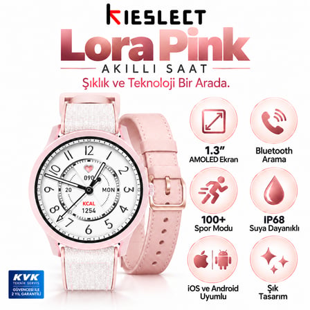 Kieslect  Pembe Akıllı Saat