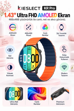 Kieslect KR Pro Siyah Akıllı Saat