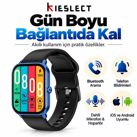 Kieslect Ks Mini Amoled Ekranlı Akıllı Saat Mavi