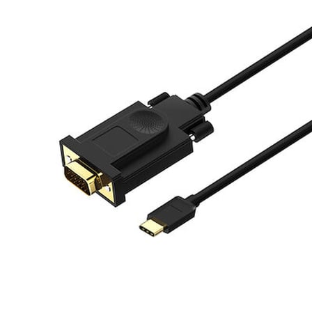 Lexroo QG-UA17 Type-C to VGA Adaptörü Yüksek Çözünürlüklü Dönüştürücü Kablo 1080p 60Hz 1.8 metre - Siyah