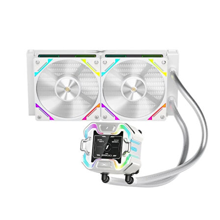 ONTECH - 1st Player X Starshıp 240mm Beyaz Argb Ips 2.4" Dijital Ekranlı Am5,am4/lga 1851, Lga 1700 Premıum İşlemci Sıvı Soğutucu