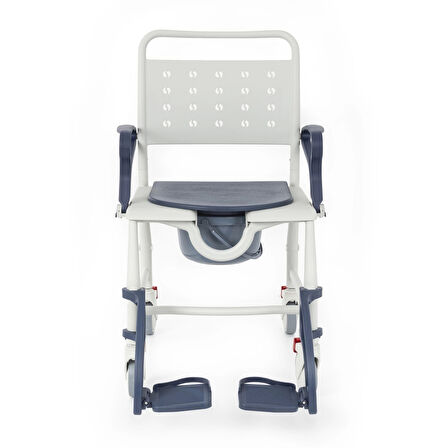 Comfort Plus Banyo ve Tuvalet Sandalyesi Lacivert | Plastik Gövde, Lazımlıklı, Frenli Tekerlekli DM-8088A