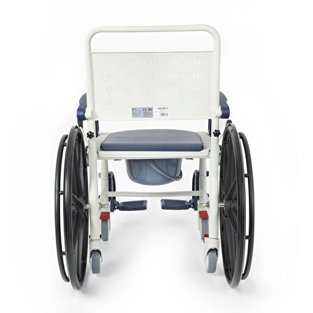 Comfort Plus Banyo ve Tuvalet Sandalyesi Lacivert | 6 Tekerlekli Çift Kullanım, Paslanmaz Plastik Gövde, Lazımlıklı DM-8088B