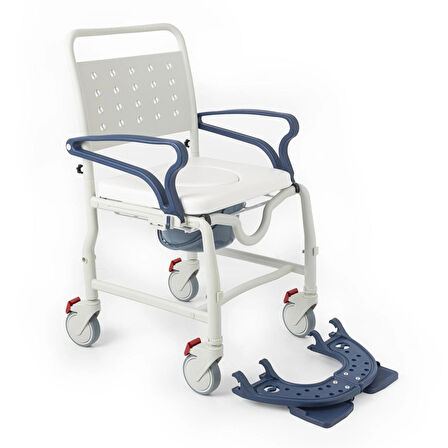 Comfort Plus Banyo ve Tuvalet Sandalyesi Lacivert | Soft Minderli, 4 Frenli Tekerlek, Paslanmaz Plastik Gövde DM-8088C