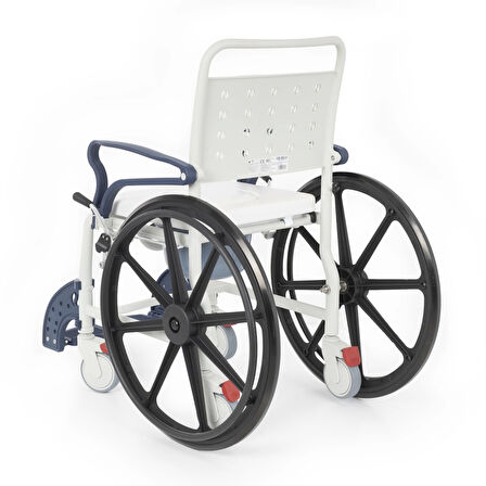 Comfort Plus Banyo ve Tuvalet Sandalyesi Lacivert | 6 Tekerlekli Soft Oturum, Bas-Çıkar Sistemli Çıkarılabilir Tekerlekli, Paslanmaz Plastik Gövde DM-8088D