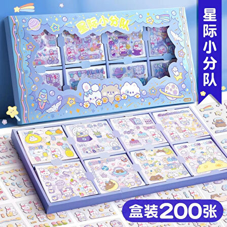 Sticker Şeffaf -Su Geçirmez Kutulu 200 Yaprak-Mavi(Yıldız Takımı)