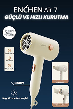 Enchen Air 7 1800 Watt Negatif İyonik Teknoloji 3 Sıcaklık Modlu Saç Kurutma Makinesi