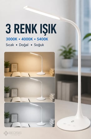 TaoTronics TT-DL1004 Esnek 3 Renk LED Masa Lambası Beyaz