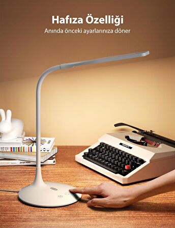 TAOTRONICS ESNEK PARLAKLIK AYARLI 3 RENK LED BEYAZ MASA LAMBASI