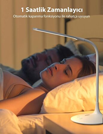 TAOTRONICS ESNEK PARLAKLIK AYARLI 3 RENK LED BEYAZ MASA LAMBASI