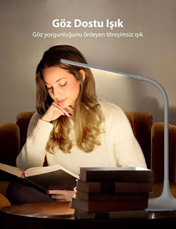 TAOTRONICS ESNEK PARLAKLIK AYARLI 3 RENK LED BEYAZ MASA LAMBASI