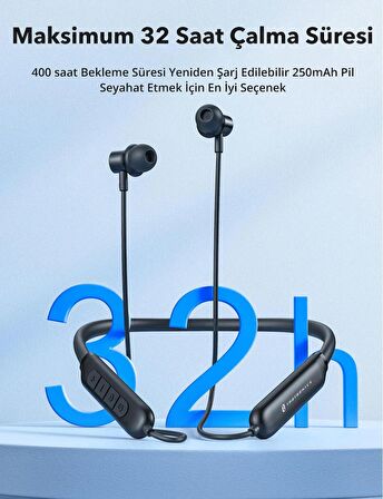 TaoTronics TT-BH115 ENC Mikrofonlu Mıknatıslı Boyun Askılı Bluetooth Kulaklık IPX5 30 Saat Müzik BT 5.2 Çift Cihaz Desteği