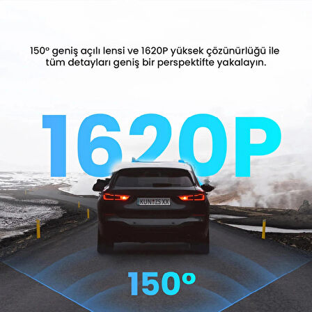 +360 Botslab Hk50 Set / 3k Qhd Wifi 150° Ultra Geniş Açı Gece Görüşlü Akıllı Araç Kamera + Park Kiti