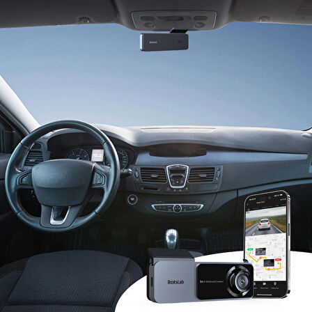 +360 Botslab Hk50 Set / 3k Qhd Wifi 150° Ultra Geniş Açı Gece Görüşlü Akıllı Araç Kamera + Park Kiti