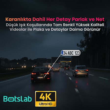 360+ Botslab G980H Pro 4K 3 Kameralı WiFi+GPS Akıllı Araç İçi Kamera +170° Geniş Açı+Süper Kapasitör+Sesli Kontrol+Gece Görüşlü (128GB HAFIZA KARTI HEDİYELİ)