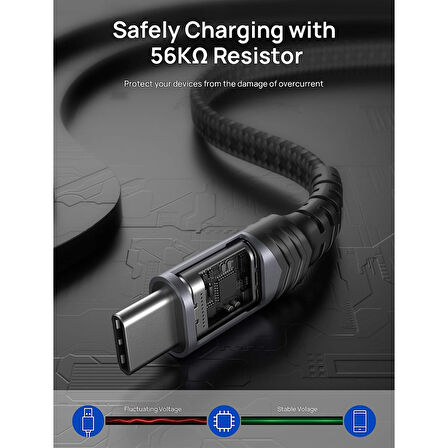 Jsaux Premium CC0008 3 Amper 60 WATT 1 Metre Type-C Süper Hızlı Şarj ve Data Aktarım Kablosu / iPhone 15 serisi uyumlu