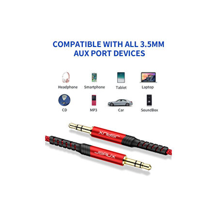 Profesyonel Hifi Stereo Ses Kablo 3,5 mm To 3.5mm Trs Uzatma Aux Kablosu 1 ADET CM0004 Uzun 3 Metre Kırmızı