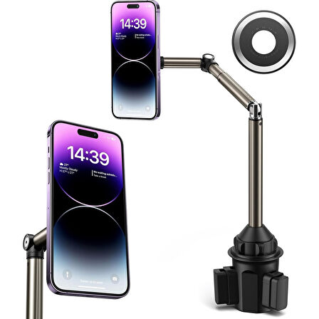 Jsaux Premium Uzayabilir Kollu Araba ve Kamyon Için Magsafe Uyumlu Bardak Içi Telefon Tutucu Üstün N52 Mıknatıslı Iphone, Samsung Galaxy, Google Pixel ile Uyumlu Cep Telefonu Tutucu SP0212