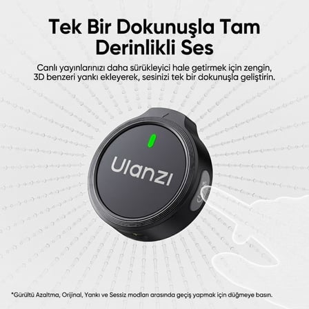 Ulanzi A21 2 Kişilik Kablosuz Yaka Mikrofonu AI Gürültü Azaltma Type-C Siyah Beyaz - A055