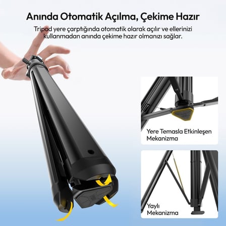 Ulanzi MT93 160cm Otomatik Açılır Uka Ball Head Quick Release Alüminyum Tripod - T202