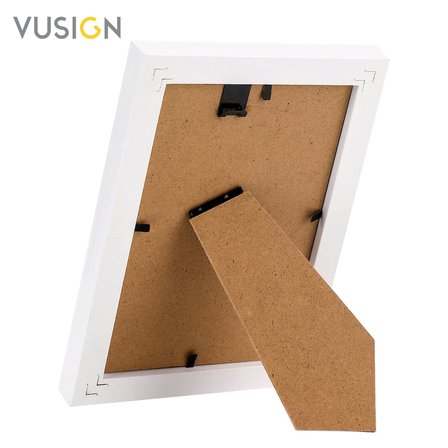 VUSIGN VS654-WH MDF Fotoğraf Çerçevesi 10x15 cm Beyaz Kabartmalı Çerçeve Masaüstü ve Duvar Askılı