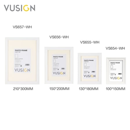 VUSIGN VS654-WH MDF Fotoğraf Çerçevesi 10x15 cm Beyaz Kabartmalı Çerçeve Masaüstü ve Duvar Askılı