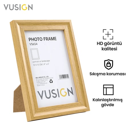 VUSIGN VS655 MDF Fotoğraf Çerçevesi 13x18 cm Ahşap Kabartmalı Çerçeve Masaüstü ve Duvar Askılı