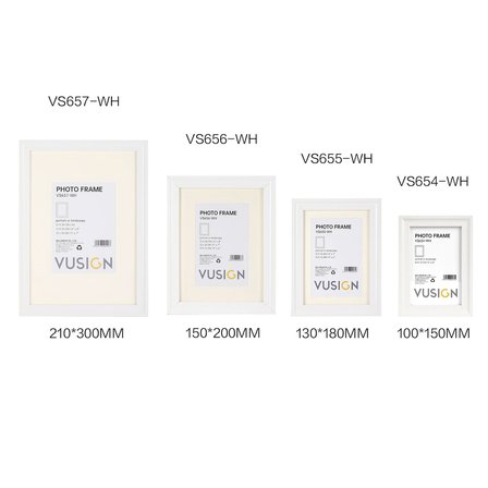 VUSIGN VS655-WH MDF Fotoğraf Çerçevesi 13x18 cm Beyaz Kabartmalı Çerçeve Masaüstü ve Duvar Askılı