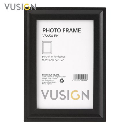 VUSIGN VS656-BK MDF Fotoğraf Çerçevesi 15x20 cm Siyah Kabartmalı Çerçeve Masaüstü ve Duvar Askılı