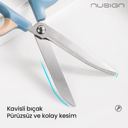 NUSIGN Makas 180 mm – Paslanmaz Çelik – Mavi Güç Tasarruflu Makas