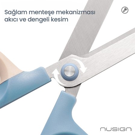 NUSIGN Makas 180 mm – Paslanmaz Çelik – Mavi Güç Tasarruflu Makas