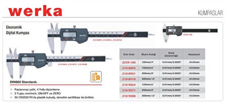 WERKA Dijital Kumpas Eko Seri 150x0.01mm