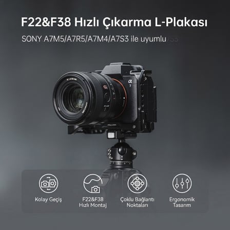 FALCAM F22 F38 Quick Release L Bracket A7M4 A7S3 A7R5 Uyumlu Kamera L Braketi Siyah - C00B2976B