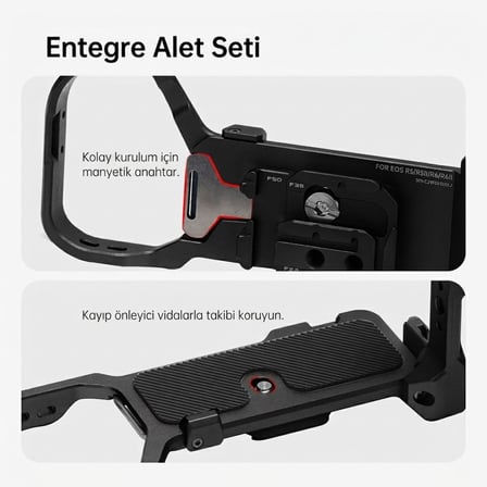 FALCAM F22 F38 F50 Quick Release Kamera L Bracket R5 II R5 R5C R6 R6 II R6 III Uyumlu Siyah - C00B5404B