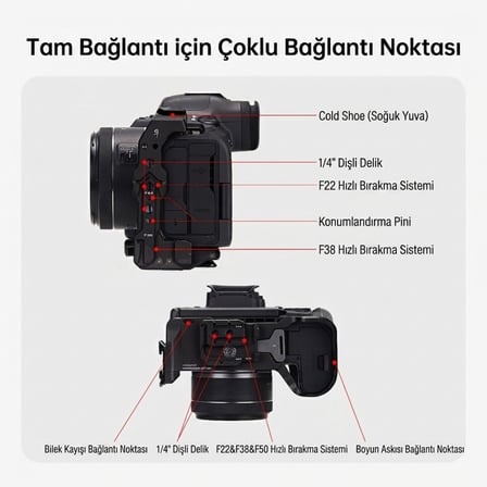 FALCAM F22 F38 F50 Quick Release Kamera L Bracket R5 II R5 R5C R6 R6 II R6 III Uyumlu Siyah - C00B5404B