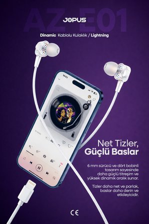 iPhone 11-12-13-14 Serileri & iPad Uyumlu TAK ÇALIŞTIR Kulaklık – 4 Hoparlörlü, Mikrofonlu AZ-E01