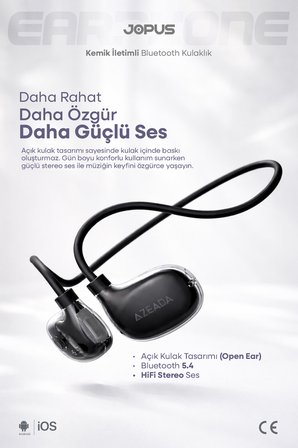 Boyun Bantlı Sporcu Bluetooth Kulaklık Esnek ve Hafif Tasarım 6 Saat Müzik Süresi Siyah AZ-BN06