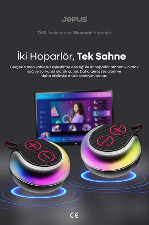 Rgb Led Işıklı Askı Kayışlı IPX5 Bluetooth Hoparlör 7W Güçlü Ses 1200 mAh, USB TF Destekli - S12