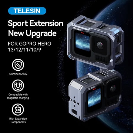 Telesın Gopro HERO13 Black Için Alüminyum Kafes (Gopro Hero9/10/11/12/13 Black Uyumlu)