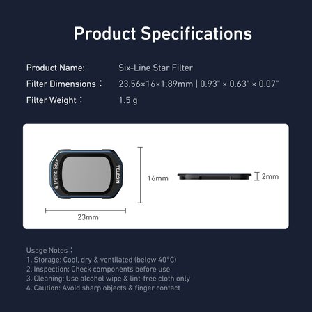 Telesın Osmo Pocket 3 Six-Point Star Filter | Osmo Pocket 3 Için Six-Point Yıldız Filtresi