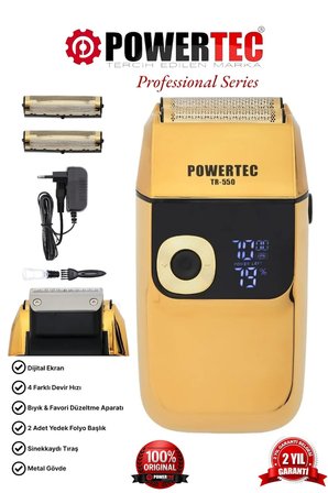 Powertec TR-550 Şarjlı Günlük Sakal Sinekkaydı Tıraş Hassas Düzeltici Döner Başlık