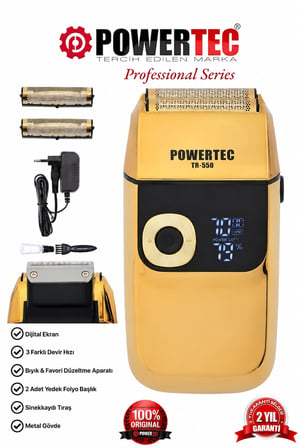 Powertec TR-550 Şarjlı Günlük Sakal Sinekkaydı Tıraş Hassas Düzeltici Döner Başlık