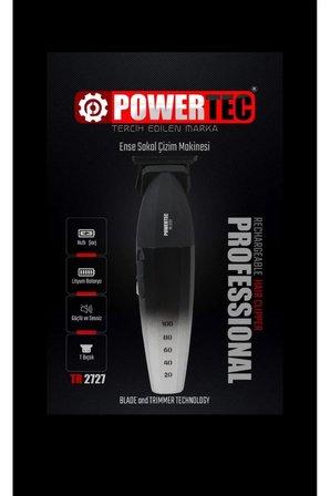 Powertec TR-2727 Black Profesyonel Type-C Şarjlı Sakal Ense Çizim Tıraş Makinesi