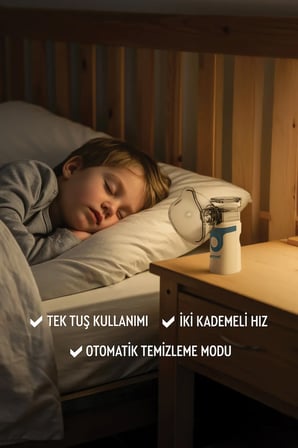 Yetişkinler ve Çocuklar için Şarjlı Sessiz Taşınabilir Mesh Nebulizatör